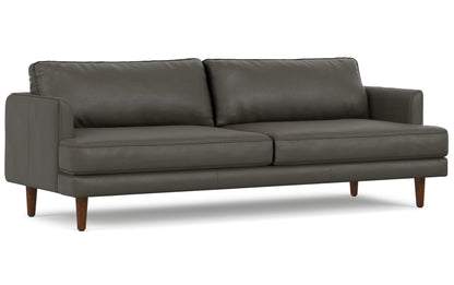 Coal Genuine Top Grain Leather | Livingston 90 inch Mid Century Sofa in Genuine Leather