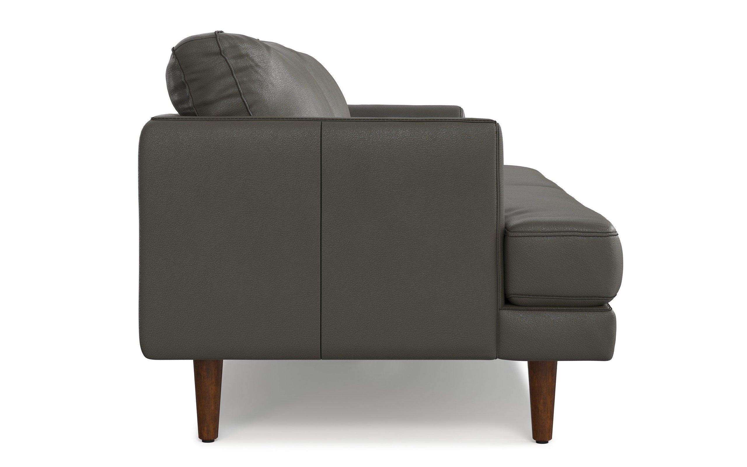 Coal Genuine Top Grain Leather | Livingston 90 inch Mid Century Sofa in Genuine Leather