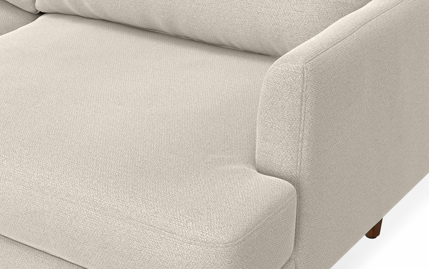 Cream White Woven-Blend Fabric | Livingston 90 inch Mid Century Sofa