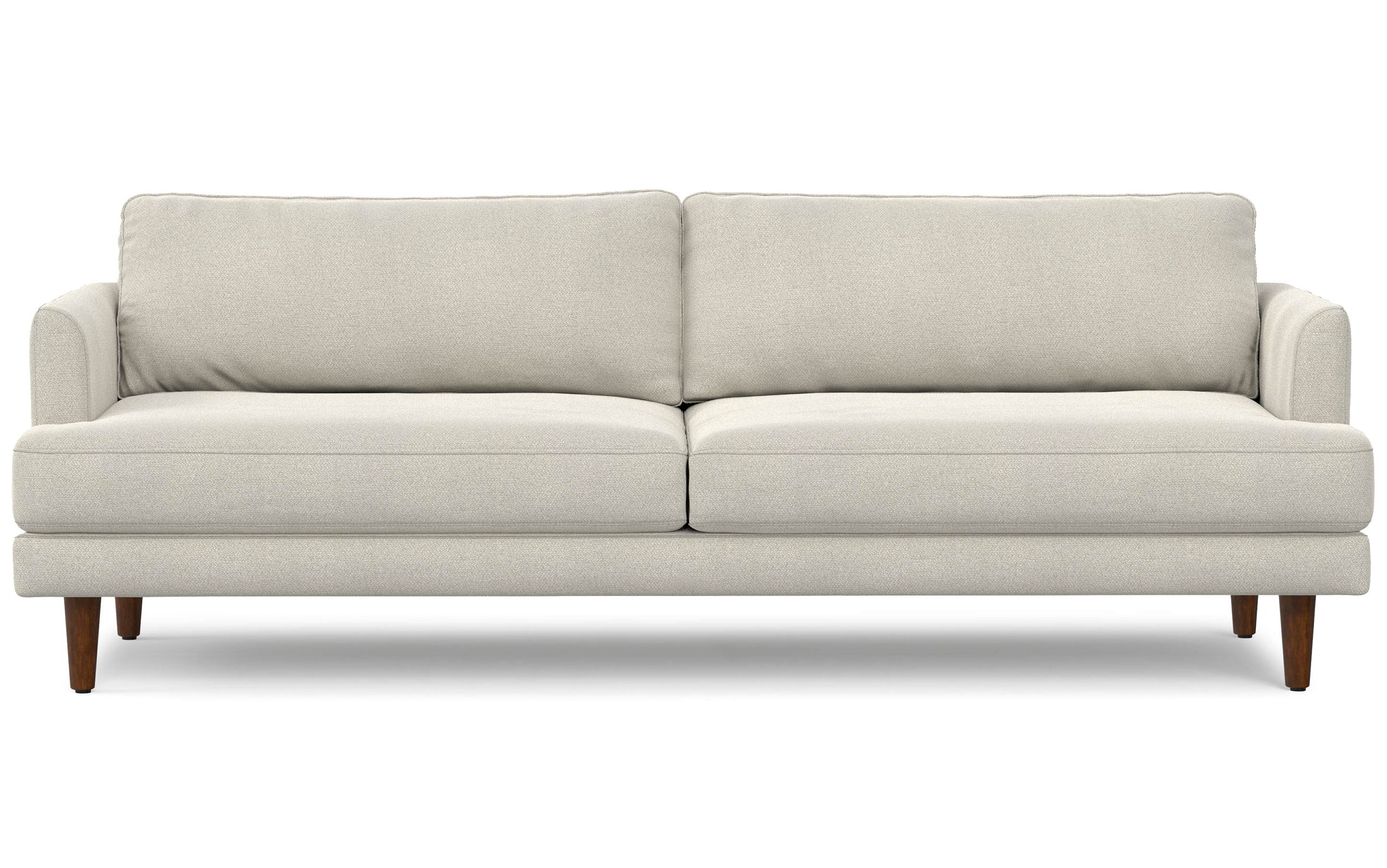 Cream White Woven-Blend Fabric | Livingston 90 inch Mid Century Sofa