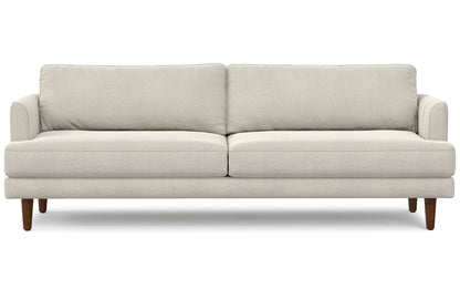 Cream White Woven-Blend Fabric | Livingston 90 inch Mid Century Sofa