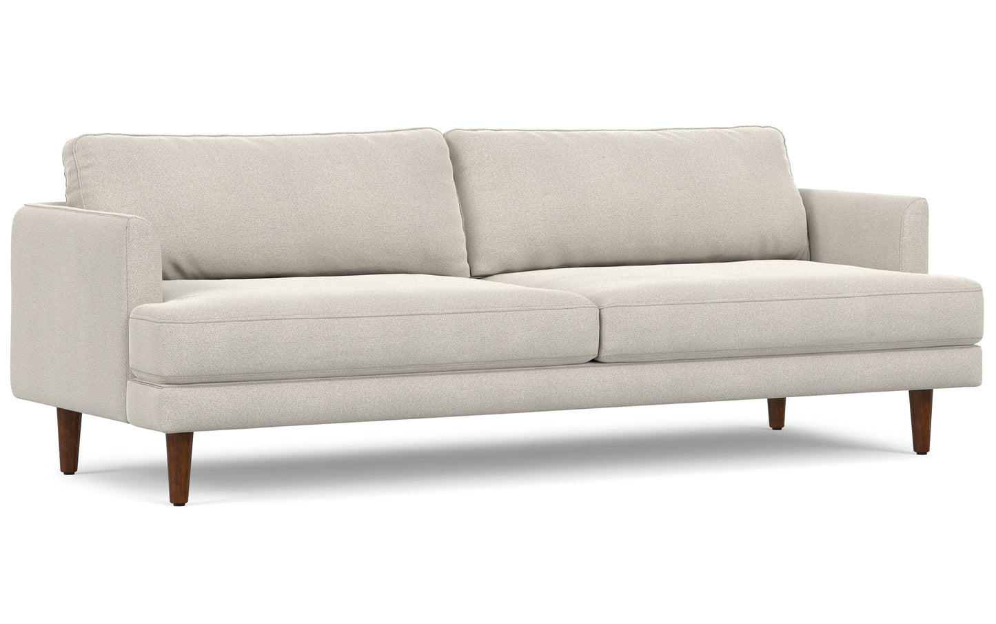 Cream White Woven-Blend Fabric | Livingston 90 inch Mid Century Sofa