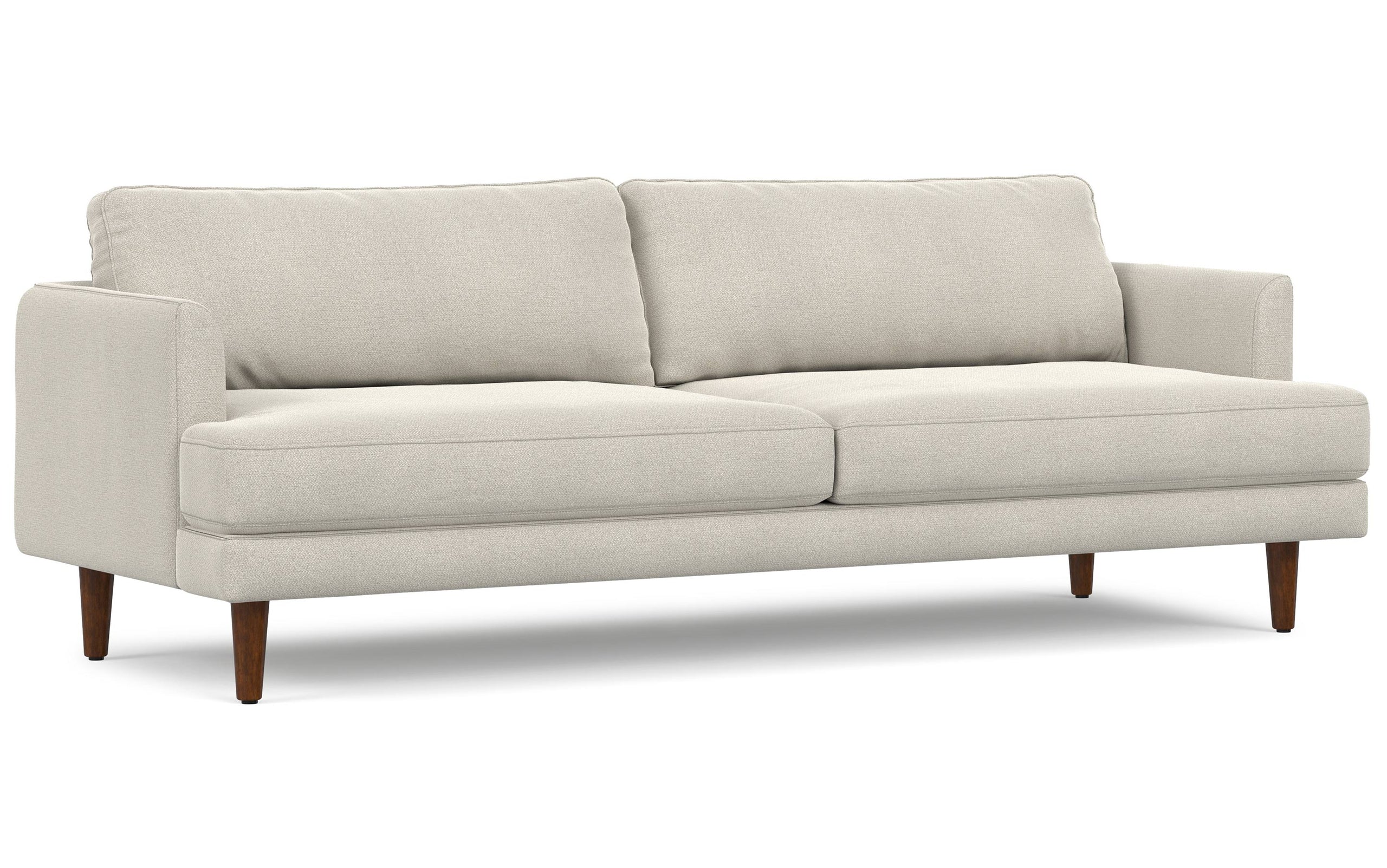 Cream White Woven-Blend Fabric | Livingston 90 inch Mid Century Sofa