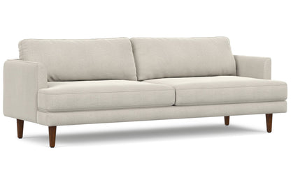 Cream White Woven-Blend Fabric | Livingston 90 inch Mid Century Sofa