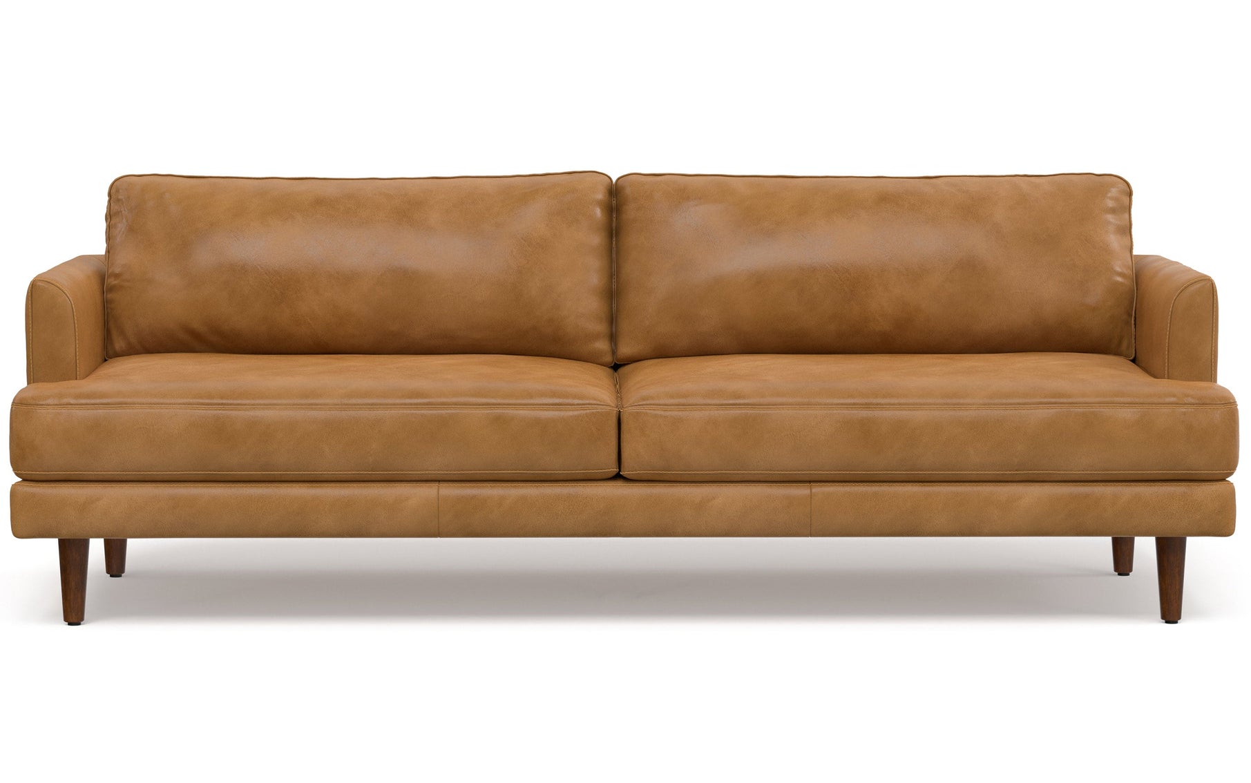 Sienna Genuine Top Grain Leather | Livingston 90 inch Mid Century Sofa in Genuine Leather
