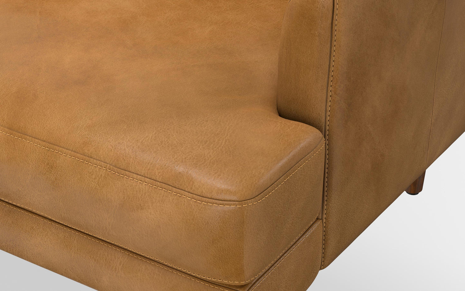Sienna Genuine Top Grain Leather | Livingston 76 inch Mid Century Sofa in Genuine Leather
