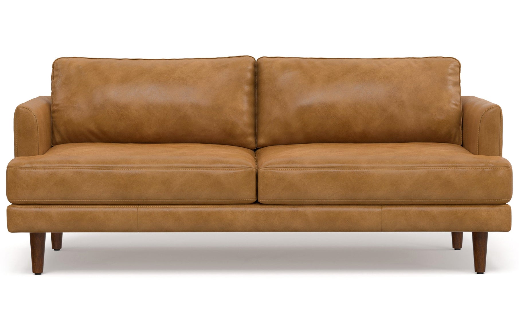 Sienna Genuine Top Grain Leather | Livingston 76 inch Mid Century Sofa in Genuine Leather