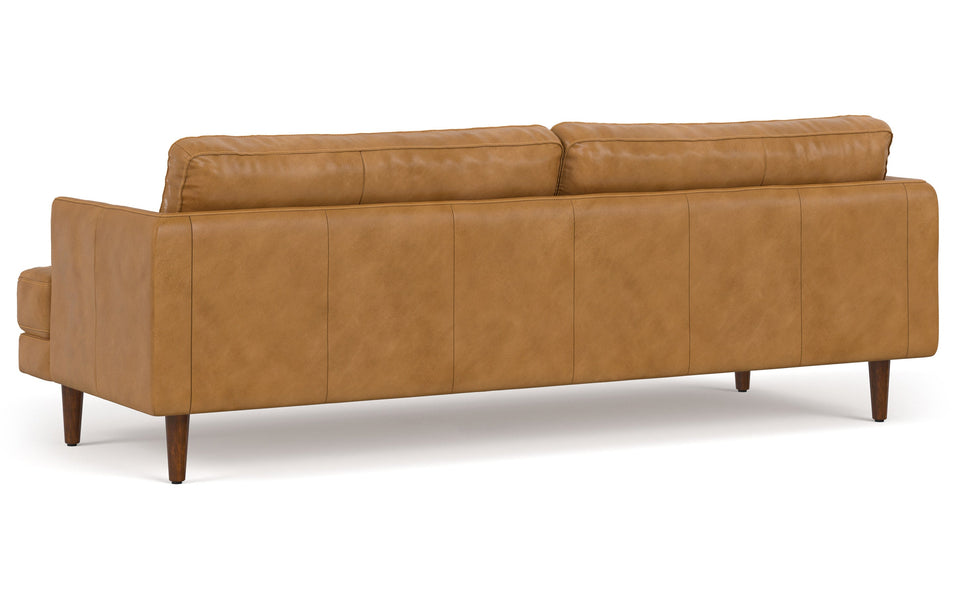 Sienna Genuine Top Grain Leather | Livingston 90 inch Mid Century Sofa in Genuine Leather