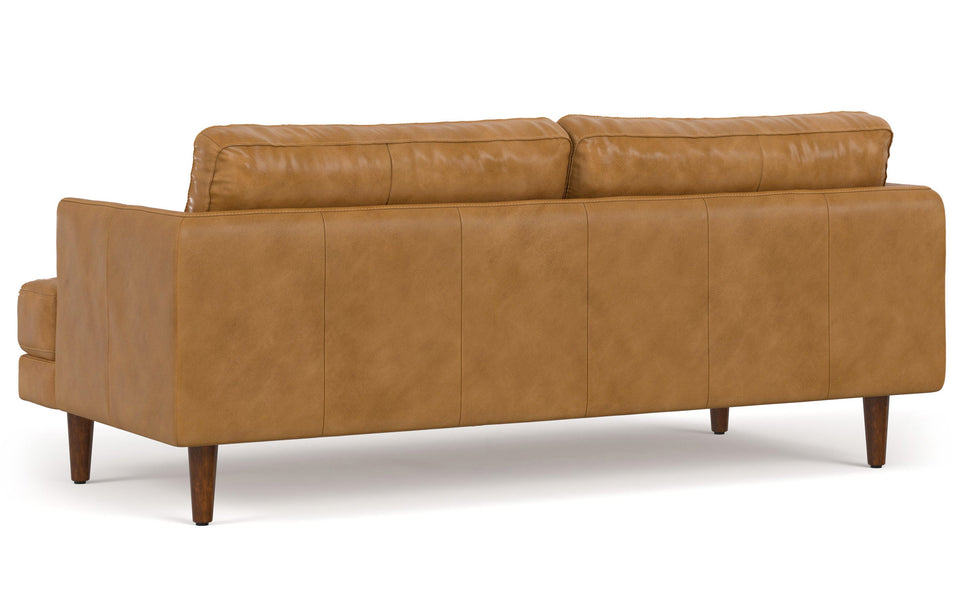 Sienna Genuine Top Grain Leather | Livingston 76 inch Mid Century Sofa in Genuine Leather