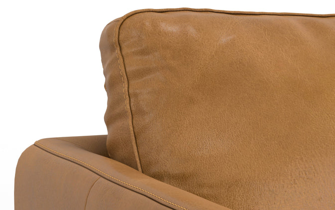 Sienna Genuine Top Grain Leather | Livingston 76 inch Mid Century Sofa in Genuine Leather