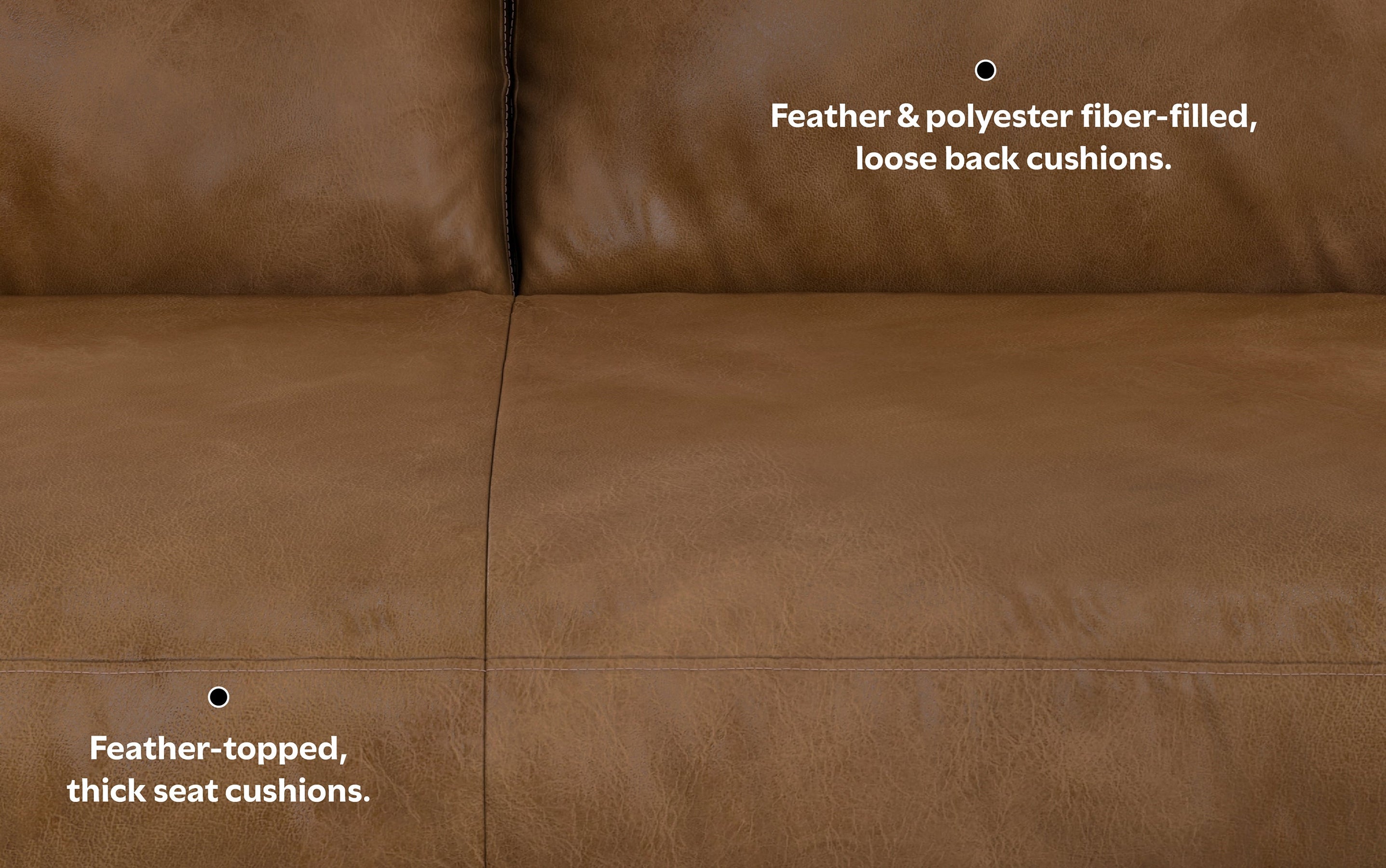 Caramel Brown Genuine Top Grain Leather | Morrison 72 inch Mid Century Sofa in Genuine Leather