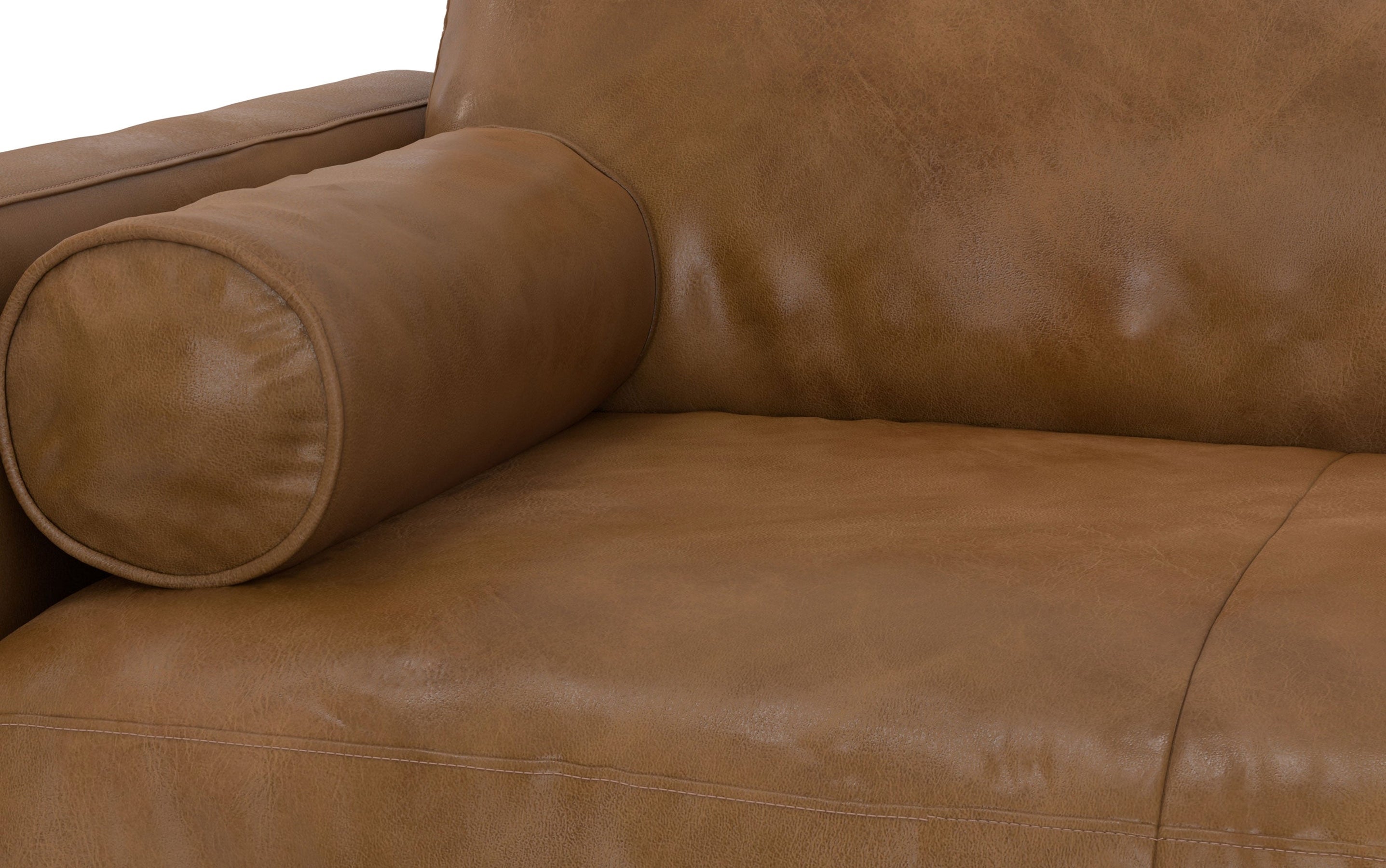 Caramel Brown Genuine Top Grain Leather | Morrison 72 inch Mid Century Sofa in Genuine Leather