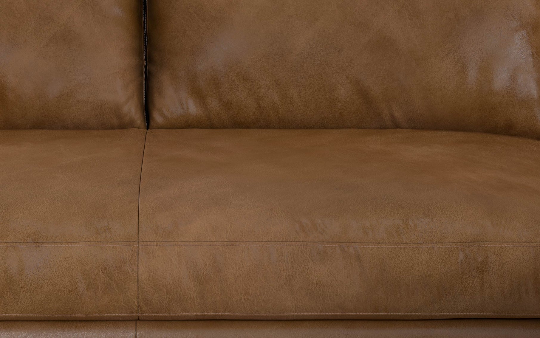Caramel Brown Genuine Top Grain Leather | Morrison 72 inch Mid Century Sofa in Genuine Leather