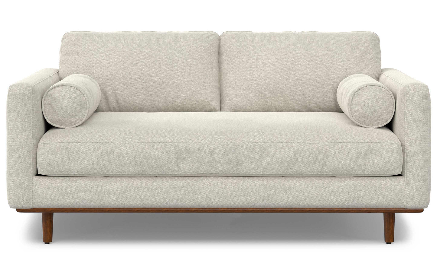 Cream White Woven-Blend Fabric | Morrison 72 inch Mid Century Sofa