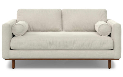 Cream White Woven-Blend Fabric | Morrison 72 inch Mid Century Sofa