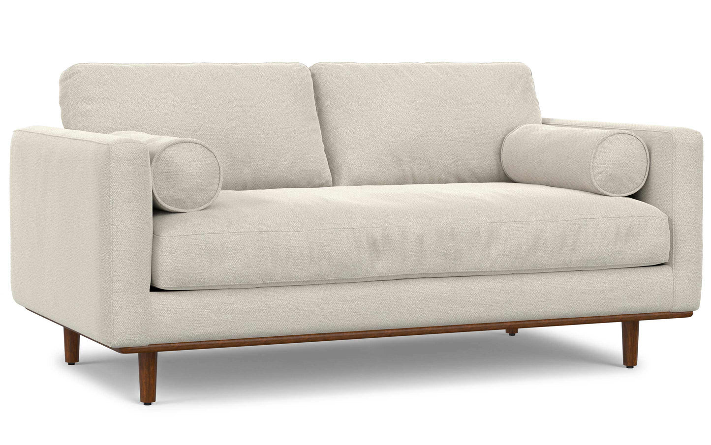 Cream White Woven-Blend Fabric | Morrison 72 inch Mid Century Sofa