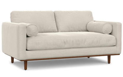 Cream White Woven-Blend Fabric | Morrison 72 inch Mid Century Sofa