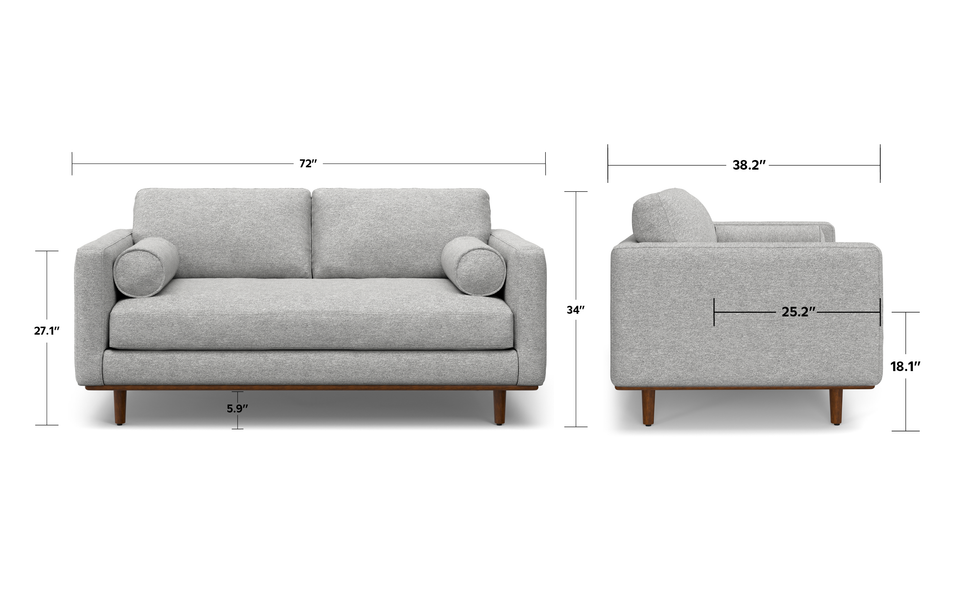 Mist Grey Woven Polyester Fabric | Morrison 72 inch Mid Century Sofa