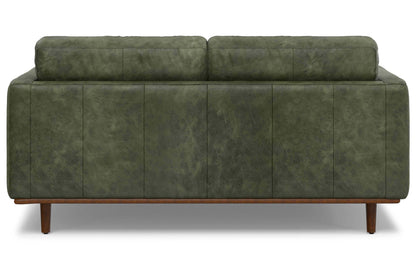 Moss Green Genuine Top Grain Leather | Morrison 72 inch Mid Century Sofa in Genuine Leather