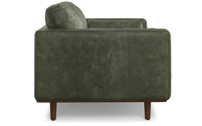 Moss Green Genuine Top Grain Leather | Morrison 72 inch Mid Century Sofa in Genuine Leather