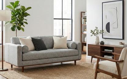 Mist Grey Woven-Blend Fabric | Morrison 72 inch Mid Century Sofa