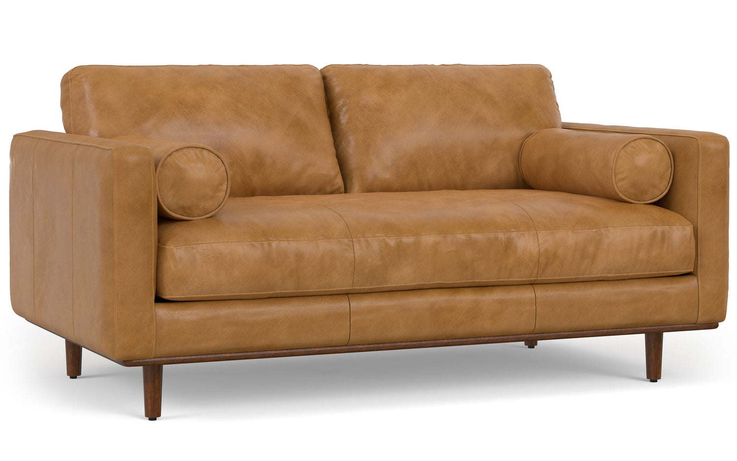 Sienna Genuine Top Grain Leather | Morrison 72 inch Mid Century Sofa in Genuine Leather