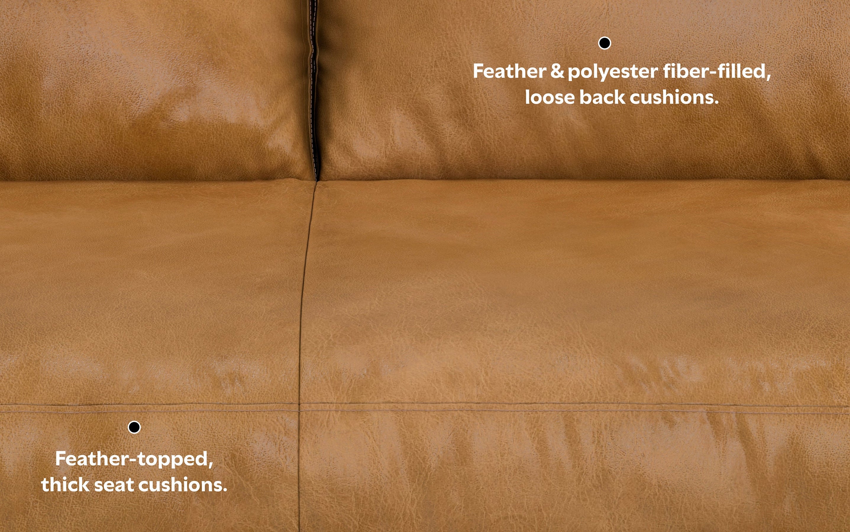 Sienna Genuine Top Grain Leather | Morrison 72 inch Mid Century Sofa in Genuine Leather