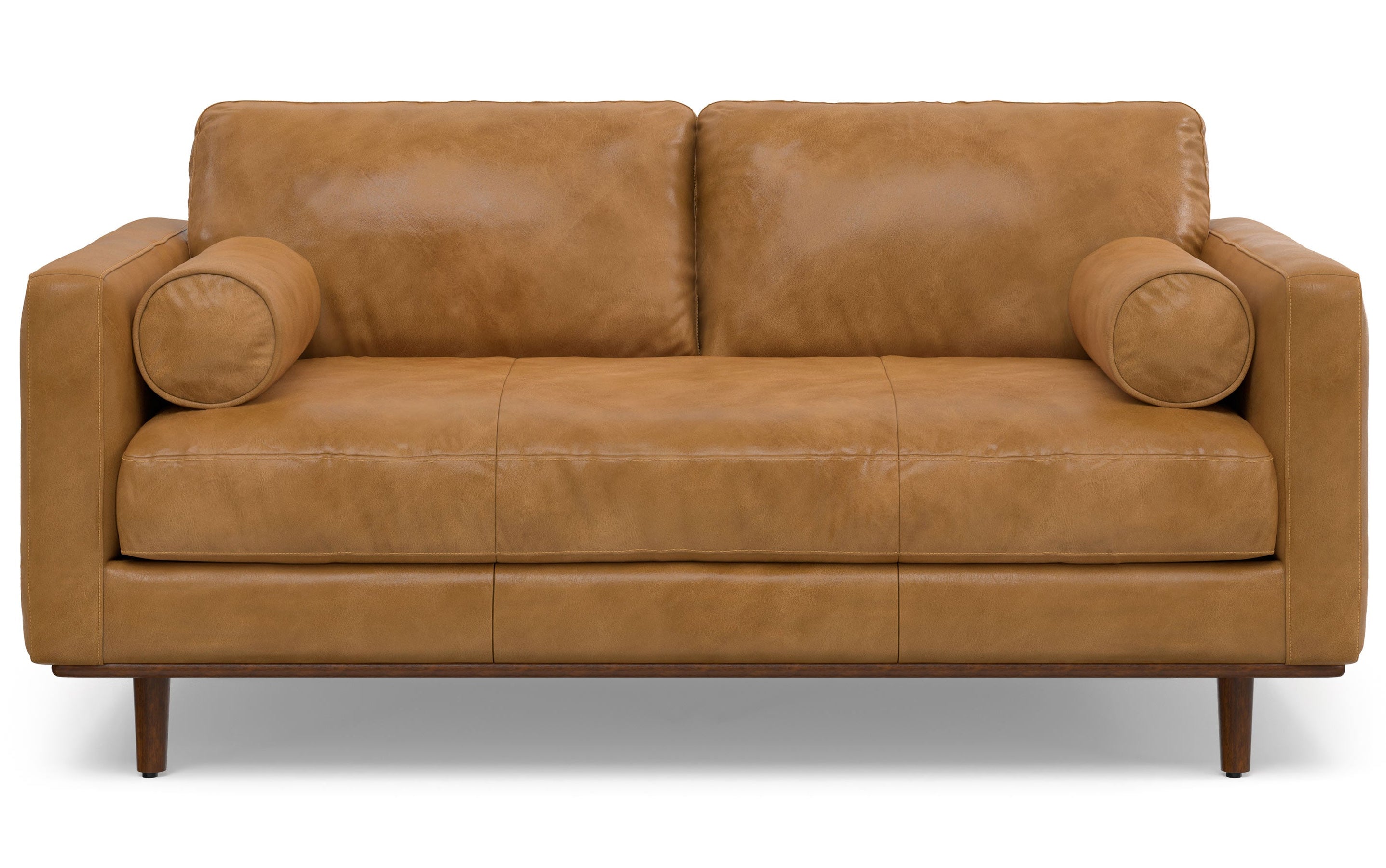 Sienna Genuine Top Grain Leather | Morrison 72 inch Mid Century Sofa in Genuine Leather