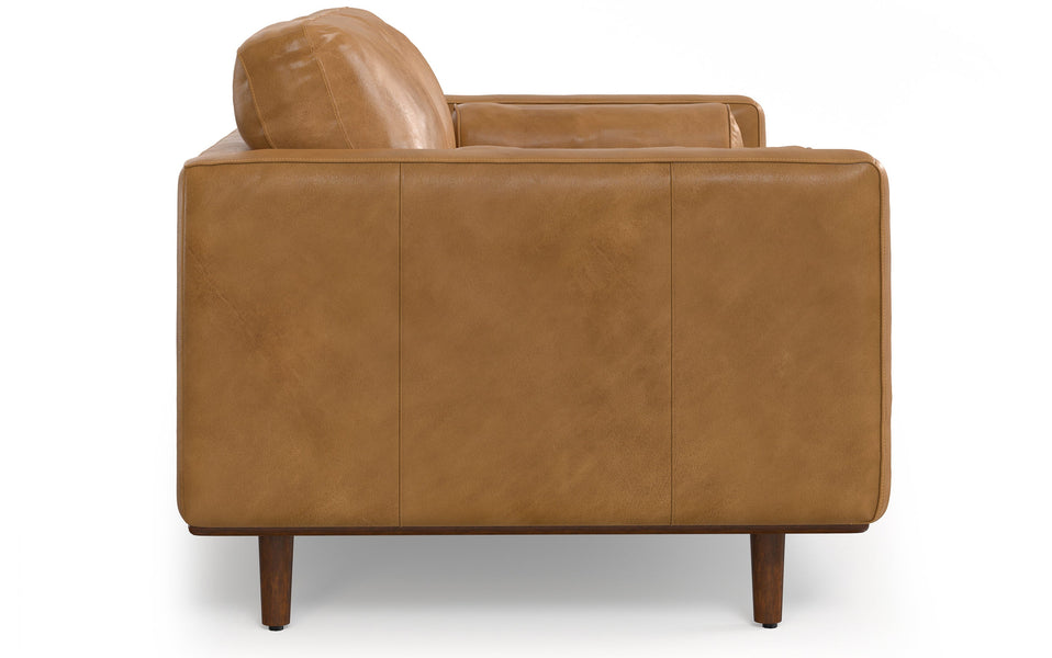 Sienna Genuine Top Grain Leather | Morrison 72 inch Mid Century Sofa in Genuine Leather