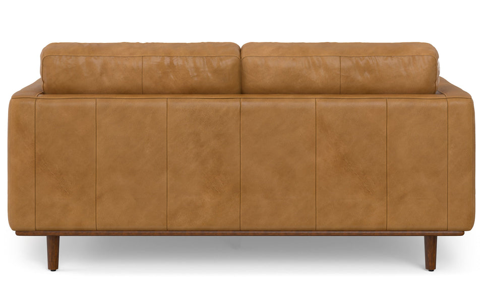 Sienna Genuine Top Grain Leather | Morrison 72 inch Mid Century Sofa in Genuine Leather