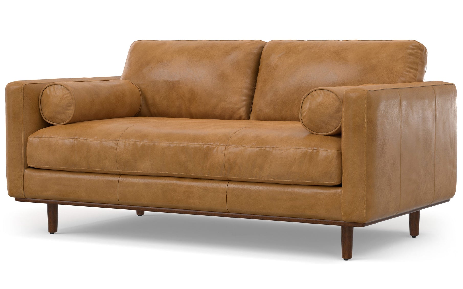 Sienna Genuine Top Grain Leather | Morrison 72 inch Mid Century Sofa in Genuine Leather