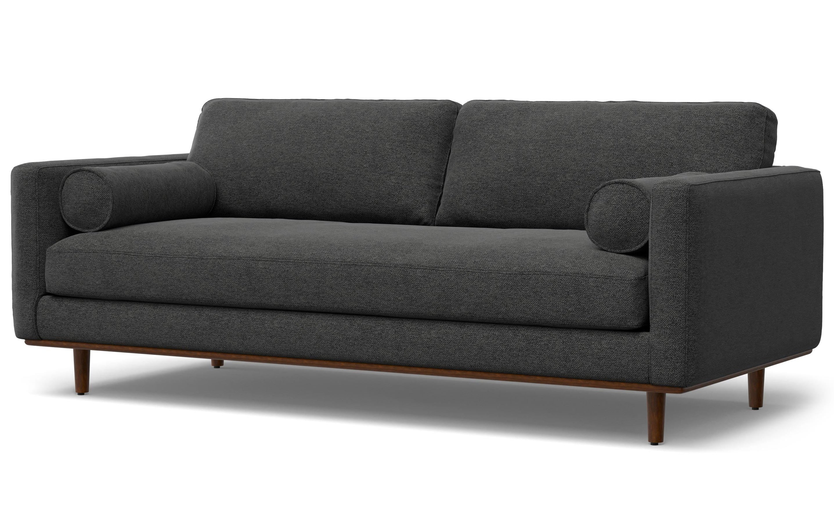 Charcoal Grey Woven Polyester Fabric | Morrison 88.5 inch Mid Century Sofa