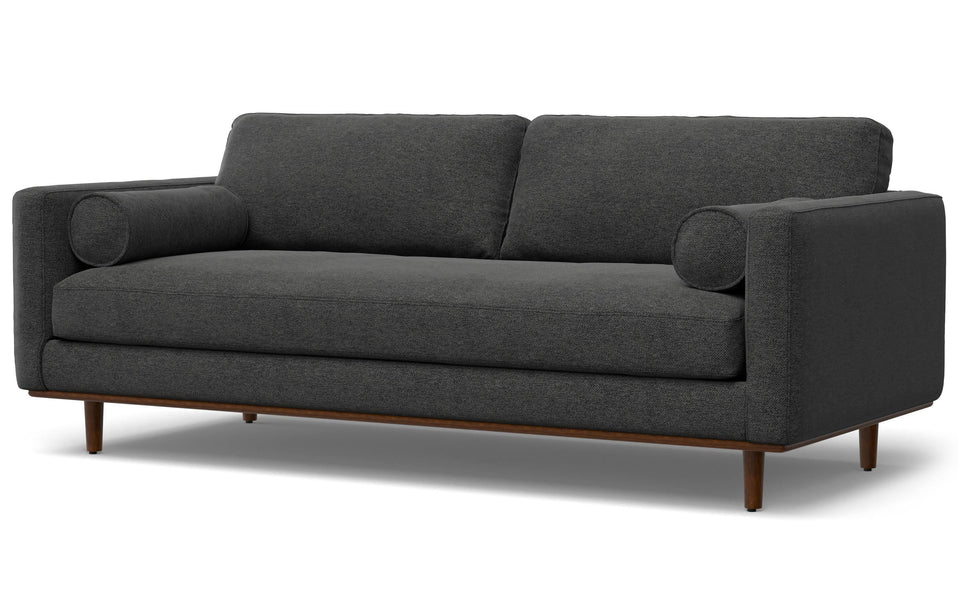 Charcoal Grey Woven Polyester Fabric | Morrison 88.5 inch Mid Century Sofa