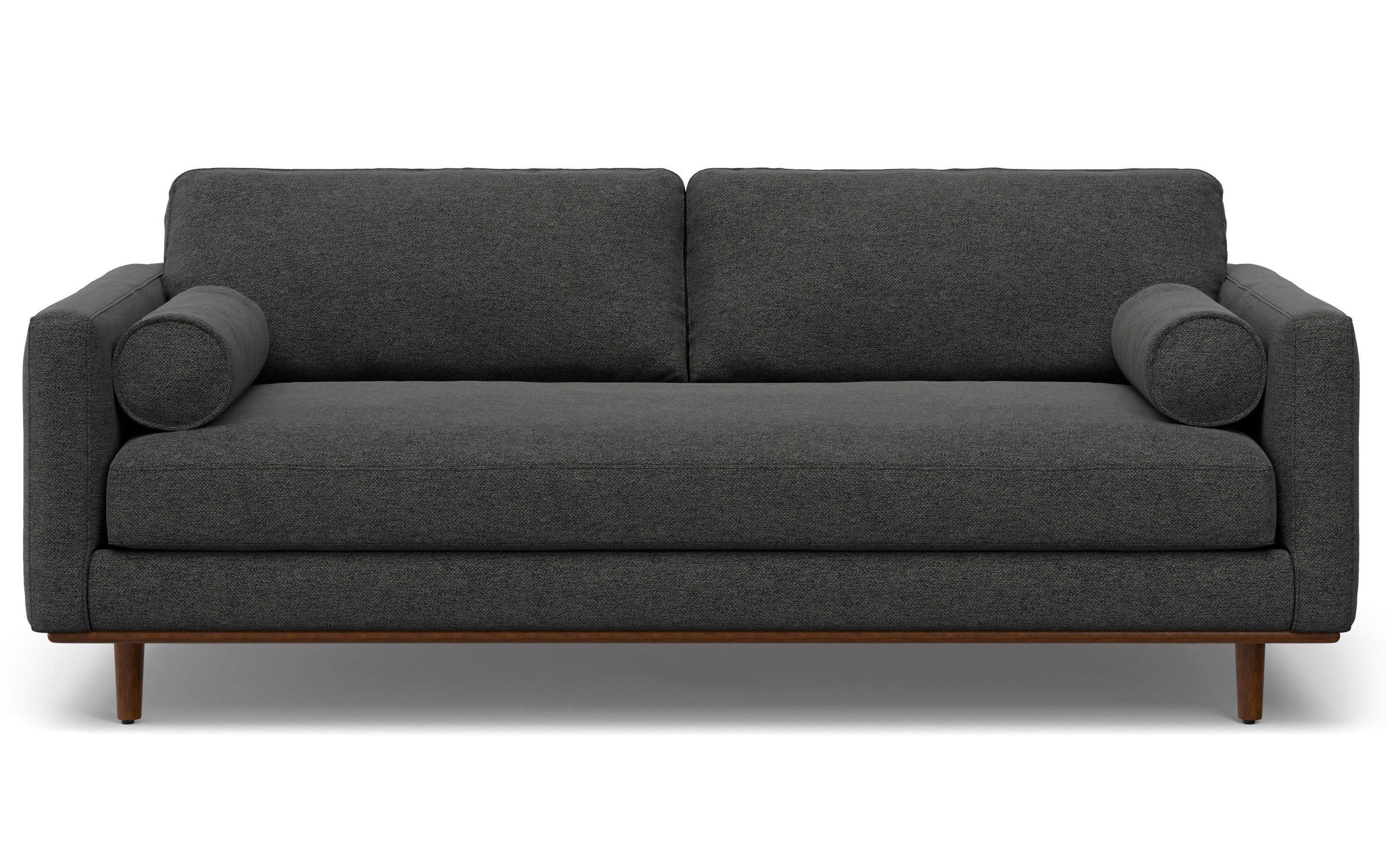 Charcoal Grey Woven Polyester Fabric | Morrison 88.5 inch Mid Century Sofa