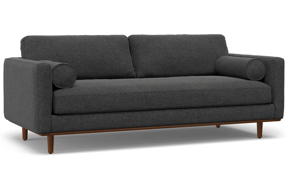 Charcoal Grey Woven Polyester Fabric | Morrison 88.5 inch Mid Century Sofa