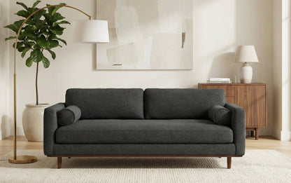 Charcoal Grey Woven-Blend Fabric | Morrison 88.5 inch Mid Century Sofa