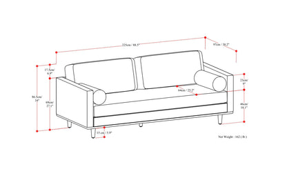 Cream White Woven-Blend Fabric | Morrison 88.5 inch Mid Century Sofa