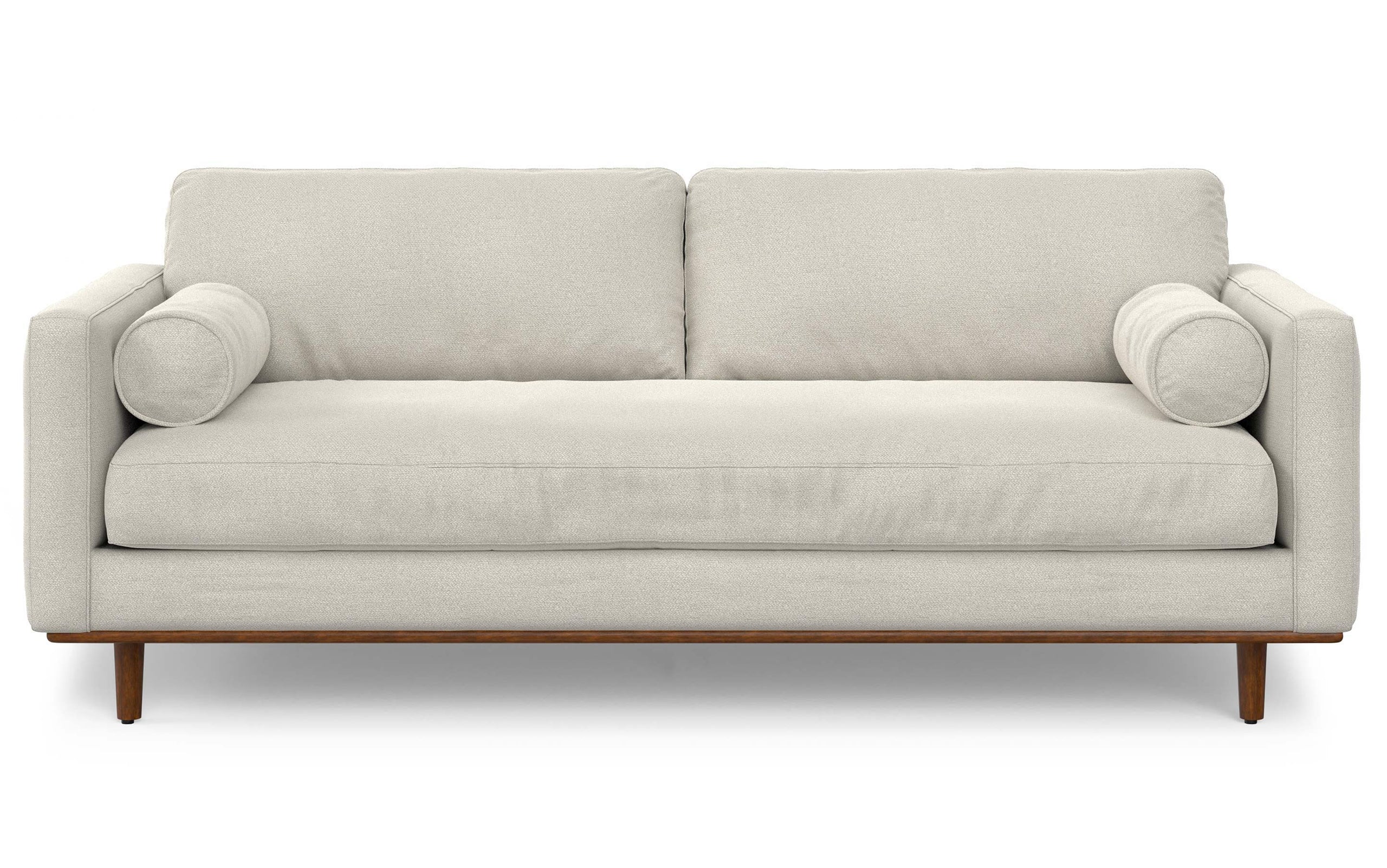 Cream White Woven-Blend Fabric | Morrison 88.5 inch Mid Century Sofa