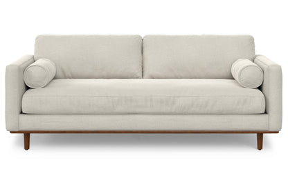 Cream White Woven-Blend Fabric | Morrison 88.5 inch Mid Century Sofa