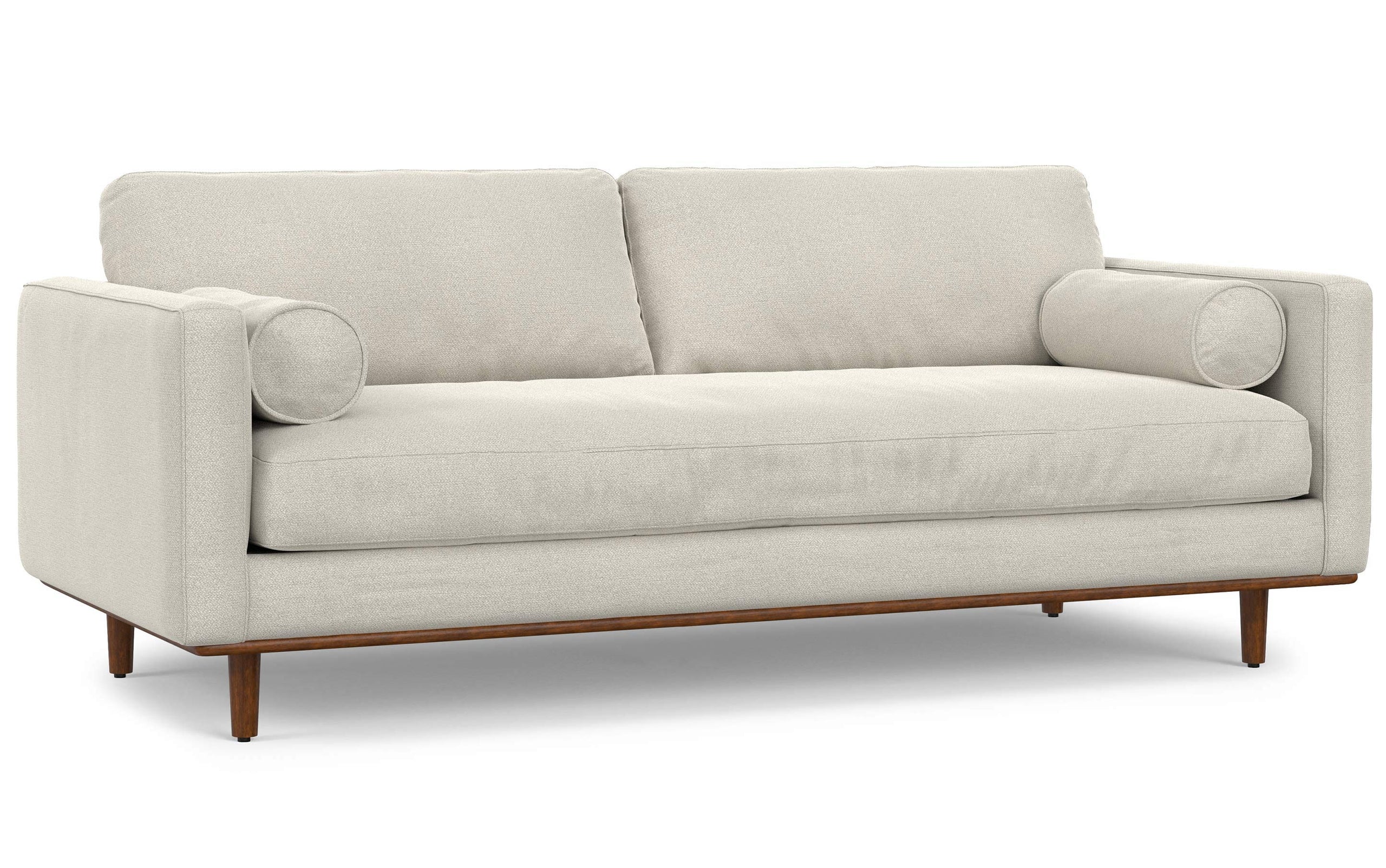 Cream White Woven-Blend Fabric | Morrison 88.5 inch Mid Century Sofa