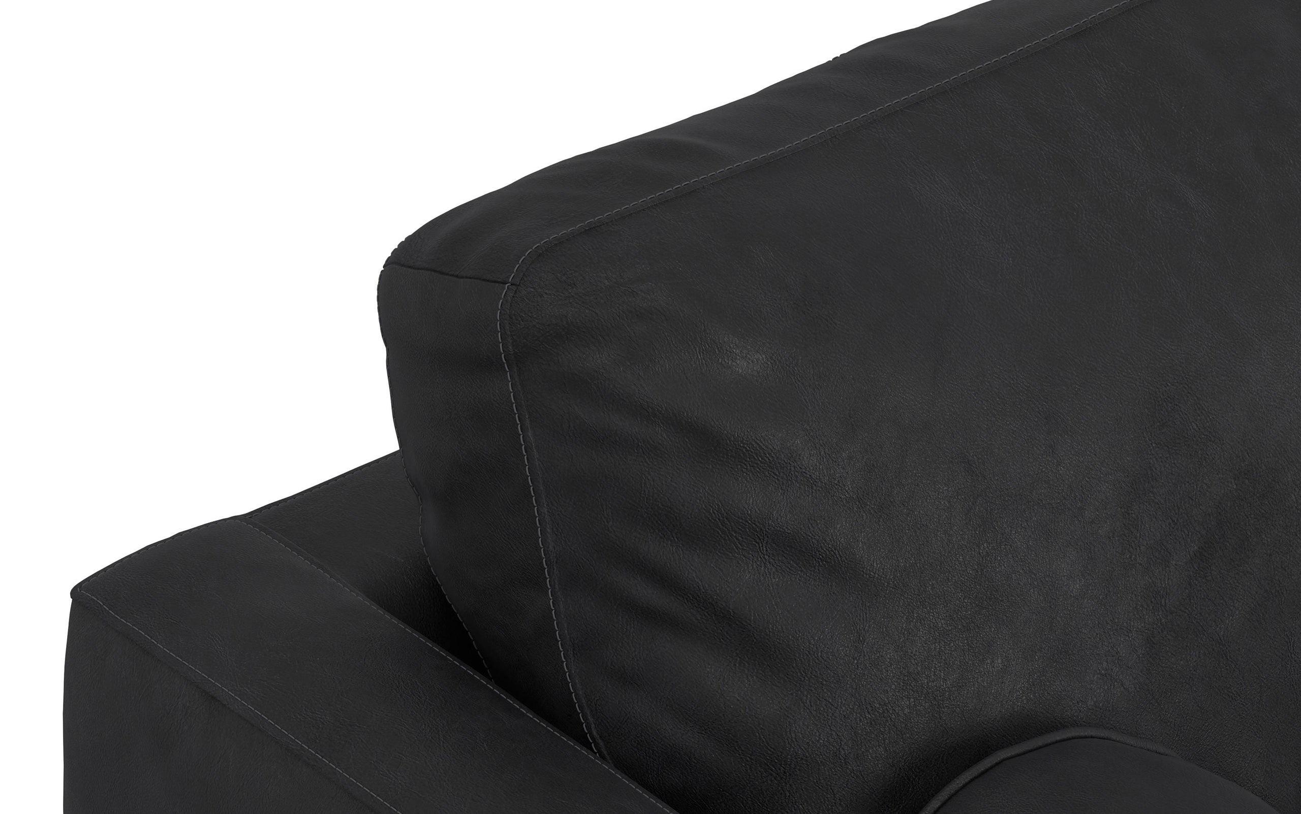 Lead Black Genuine Top Grain Leather | Morrison 89 inch Mid Century Sofa Genuine Leather