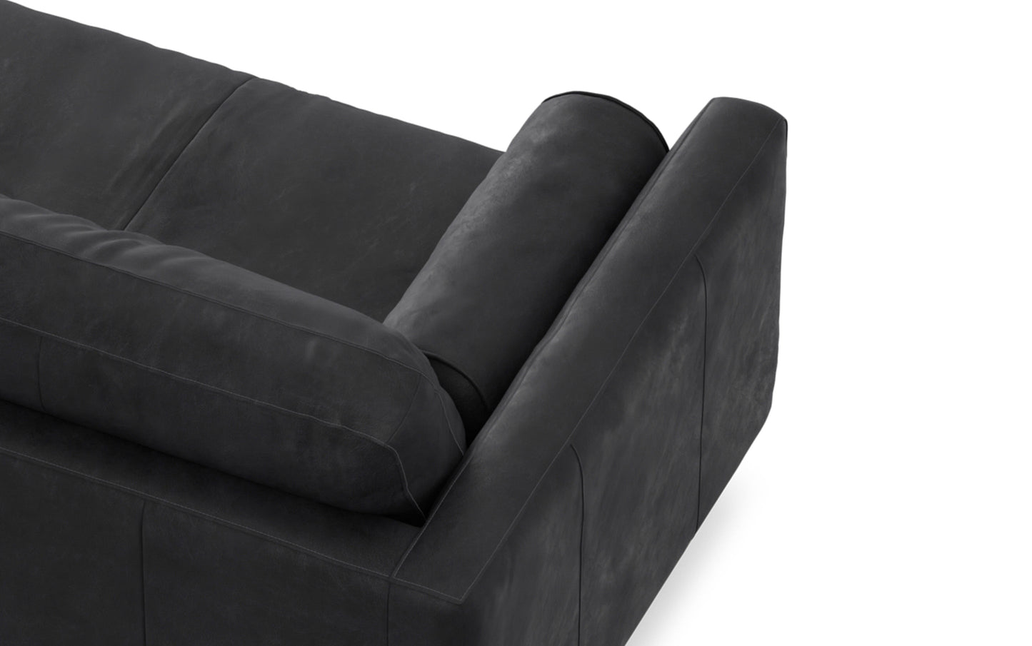 Lead Black Genuine Top Grain Leather | Morrison 89 inch Mid Century Sofa Genuine Leather