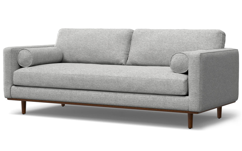 Mist Grey Woven Polyester Fabric | Morrison 88.5 inch Mid Century Sofa