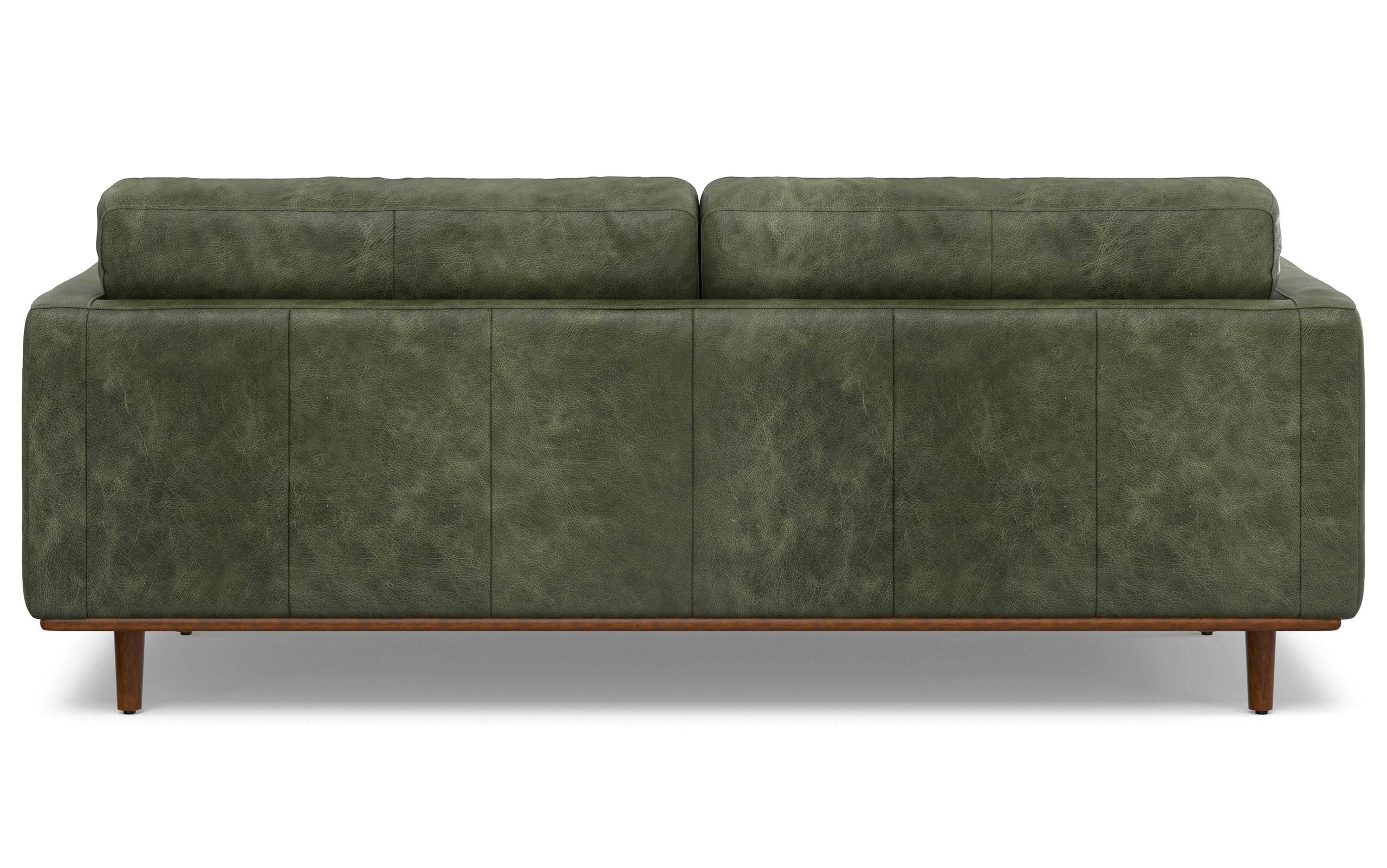Moss Green Genuine Top Grain Leather | Morrison 89 inch Mid Century Sofa Genuine Leather