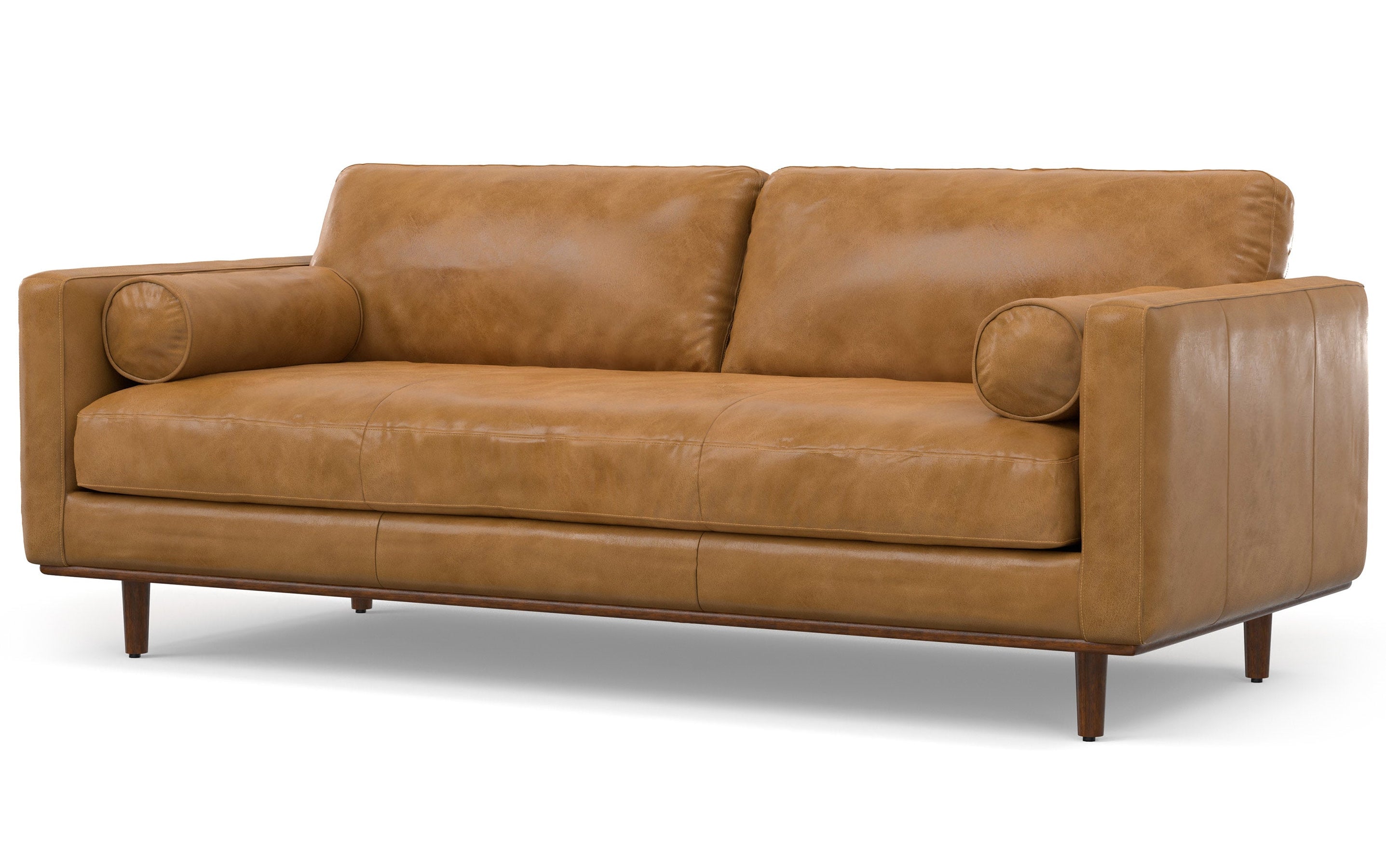 Sienna Genuine Top Grain Leather | Morrison 89 inch Mid Century Sofa Genuine Leather