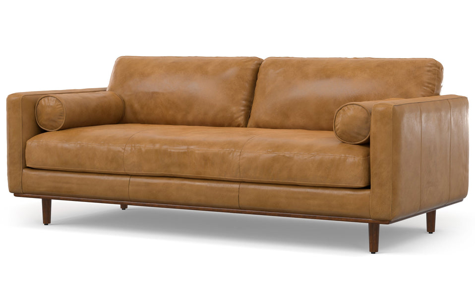 Sienna Genuine Top Grain Leather | Morrison 89 inch Mid Century Sofa Genuine Leather