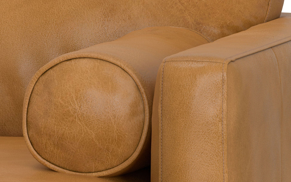 Sienna Genuine Top Grain Leather | Morrison 72 inch Mid Century Sofa in Genuine Leather