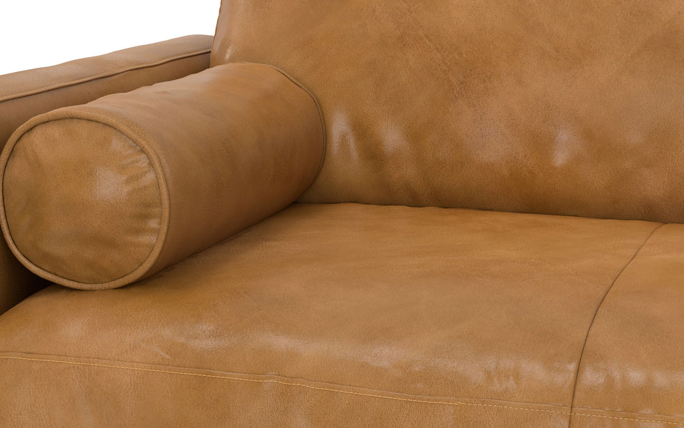 Sienna Genuine Top Grain Leather | Morrison 72 inch Mid Century Sofa in Genuine Leather