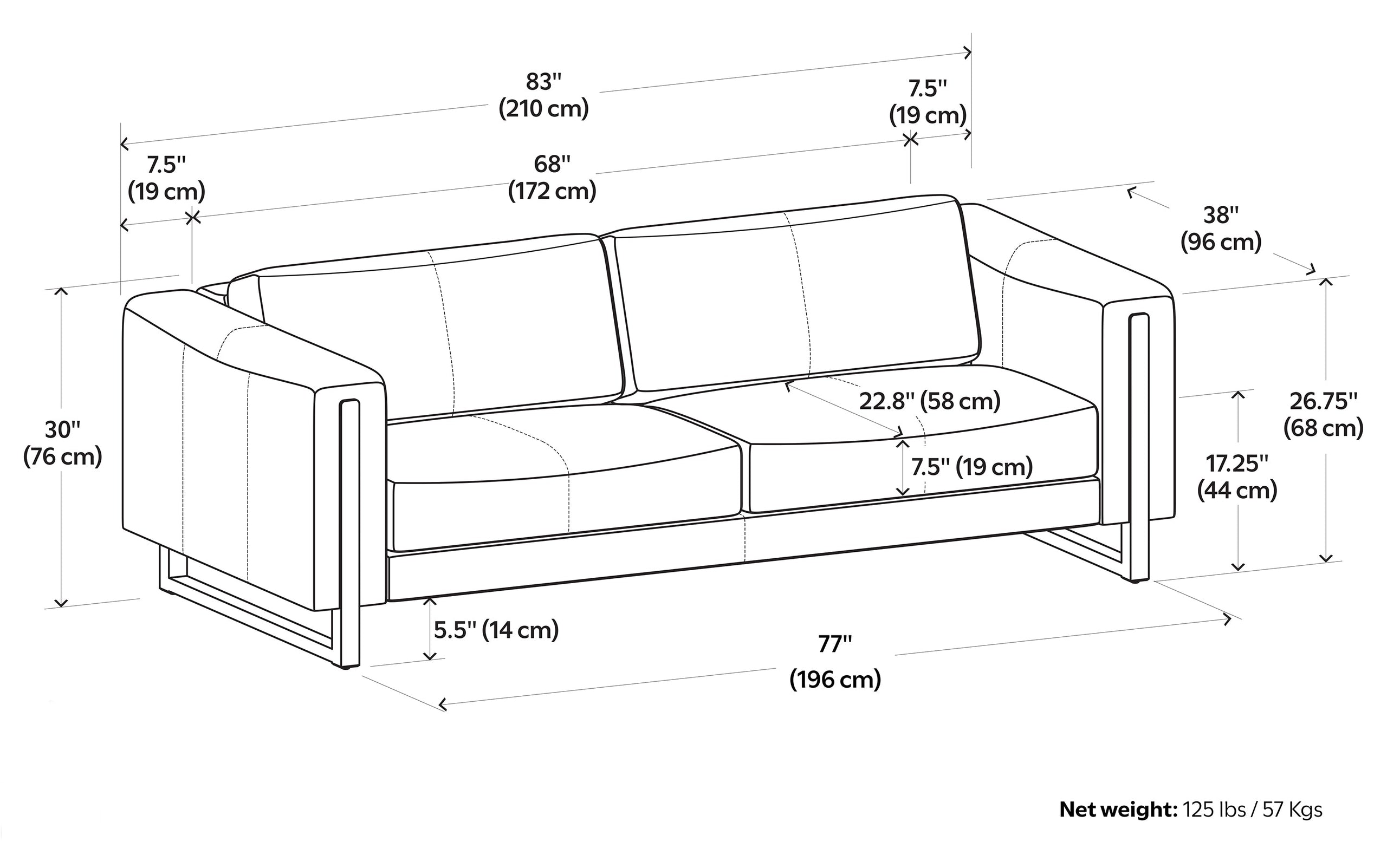 Butternut Brown Genuine Leather | Richard 83 inch Sofa in Genuine Leather