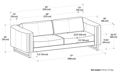 Butternut Brown Genuine Leather | Richard 83 inch Sofa in Genuine Leather